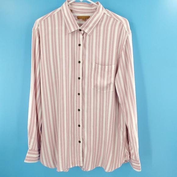 JACHS Girlfriend pink and white stripe button down top - Picture 11 of 16